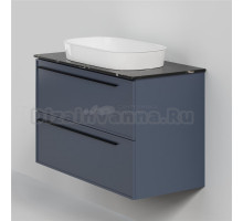 Тумба с раковиной La Fenice Elba Twin 100 подвесная, blu grigio, столешница черный мрамор, раковина белая матовая