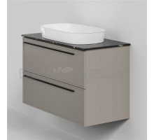 Тумба с раковиной La Fenice Elba Twin 100 подвесная, сappuccino, столешница черный мрамор, раковина белая матовая