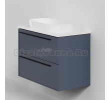 Тумба с раковиной La Fenice Elba Twin 90 подвесная, blu grigio, столешница белый мрамор, раковина белая матовая