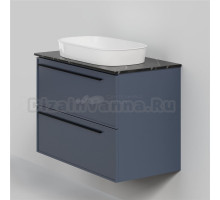 Тумба с раковиной La Fenice Elba Twin 90 подвесная, blu grigio, столешница черный мрамор, раковина белая матовая