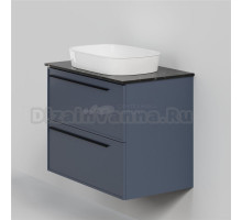 Тумба с раковиной La Fenice Elba Twin 80 подвесная, blu grigio, столешница черный мрамор, раковина белая матовая
