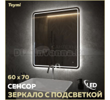 Зеркало в ванную с подсветкой Teymi Solli Pro 60х70 LED сенсор T20253