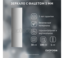 Зеркало Evoform Standard BY 0229 30х100 с фацетом