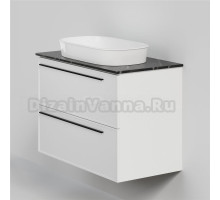 Тумба с раковиной La Fenice Elba Twin 90 подвесная, bianca, столешница черный мрамор, раковина белая матовая