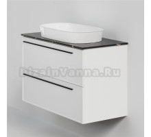 Тумба с раковиной La Fenice Elba Twin 100 подвесная, bianca, столешница черный мрамор, раковина белая матовая