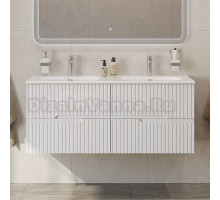 Тумба с раковиной Cezares Duet 120 bianco lucido, раковина Cezares CZR-8073-120-2 двойная