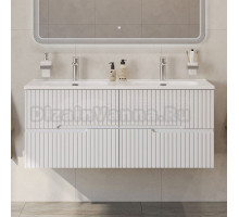 Тумба с раковиной Cezares Duet 120 bianco lucido, раковина Cezares CZR-8095-120-2 двойная