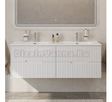 Тумба с раковиной Cezares Duet 140 bianco lucido, раковина Cezares CZR-8095-140-2 двойная