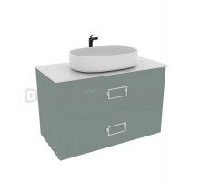Тумба с раковиной La Fenice Cubo Twin 90 подвесная, grigio, ручки белые, столешница белый мрамор, раковина белая матовая