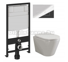 Комплект Унитаз подвесной Ceramicanova Highlight Rimless CN1804 + Инсталляция EWRIKA ProLT 0026-2020 + Кнопка 0041 хром