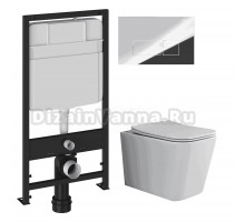 Комплект Унитаз подвесной Ceramicanova Cubic CN1806 + Инсталляция EWRIKA ProLT 0026-2020 + Кнопка 0041 хром
