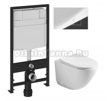 Комплект Унитаз подвесной Ceramicanova Mono CN1905 + Инсталляция EWRIKA ProLT 0026-2020 + Кнопка 0041 хром