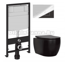 Комплект Унитаз подвесной Ceramicanova Play CN3001MB + Инсталляция EWRIKA ProLT 0026-2020 + Кнопка 0041 хром