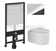 Комплект Унитаз подвесной Ceramicanova Moments CN3003 + Инсталляция EWRIKA ProLT 0026-2020 + Кнопка 0041 хром