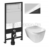 Комплект Унитаз подвесной Ceramicanova New Day CN3005 + Инсталляция EWRIKA ProLT 0026-2020 + Кнопка 0041 хром