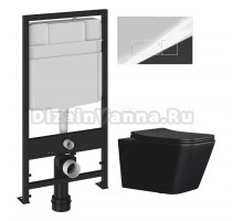 Комплект Унитаз подвесной Ceramicanova Metric CN3007MB + Инсталляция EWRIKA ProLT 0026-2020 + Кнопка 0041 хром