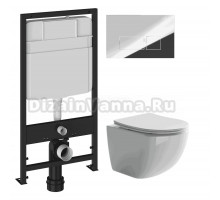 Комплект Унитаз подвесной Ceramicanova Forma CN3009 + Инсталляция EWRIKA ProLT 0026-2020 + Кнопка 0041 хром