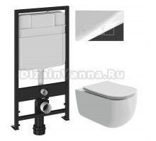 Комплект Унитаз подвесной Ceramicanova Noel CN3013 + Инсталляция EWRIKA ProLT 0026-2020 + Кнопка 0041 хром