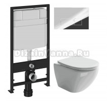 Комплект Унитаз подвесной Ceramicanova Metropol CN4002 + Инсталляция EWRIKA ProLT 0026-2020 + Кнопка 0041 хром