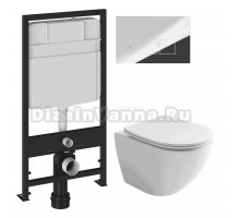 Комплект Унитаз подвесной Ceramicanova Metropol CN4002T + Инсталляция EWRIKA ProLT 0026-2020 + Кнопка 0041 хром