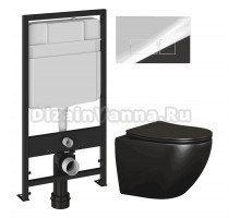 Комплект Унитаз подвесной Ceramicanova Metropol CN4002MB + Инсталляция EWRIKA ProLT 0026-2020 + Кнопка 0041 хром