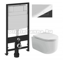 Комплект Унитаз подвесной Ceramicanova Ulma Rimless CN4006 + Инсталляция EWRIKA ProLT 0026-2020 + Кнопка 0041 хром