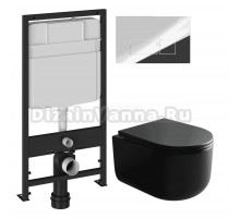 Комплект Унитаз подвесной Ceramicanova Ulma Rimless CN4006MB + Инсталляция EWRIKA ProLT 0026-2020 + Кнопка 0041 хром