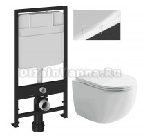 Комплект Унитаз подвесной Ceramicanova UP Rimless CN4007 + Инсталляция EWRIKA ProLT 0026-2020 + Кнопка 0041 хром