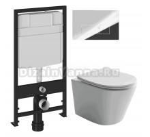 Комплект Унитаз подвесной Ceramicanova Balearica Rimless CN6000 + Инсталляция EWRIKA ProLT 0026-2020 + Кнопка 0041 хром