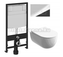 Комплект Унитаз подвесной Ceramicanova Modena Rimless CN6063 + Инсталляция EWRIKA ProLT 0026-2020 + Кнопка 0041 хром