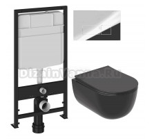 Комплект Унитаз подвесной Ceramicanova Modena Rimless CN6063MB + Инсталляция EWRIKA ProLT 0026-2020 + Кнопка 0041 хром