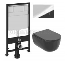 Комплект Унитаз подвесной Ceramicanova Modena Rimless CN6063MDH + Инсталляция EWRIKA ProLT 0026-2020 + Кнопка 0041 хром