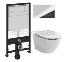 Комплект Унитаз подвесной Ceramicanova Uno Rimless CN11001 + Инсталляция EWRIKA ProLT 0026-2020 + Кнопка 0041 хром