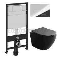Комплект Унитаз подвесной Ceramicanova Uno Rimless CN11001MB + Инсталляция EWRIKA ProLT 0026-2020 + Кнопка 0041 хром