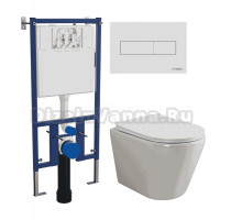 Комплект Унитаз подвесной Ceramicanova Highlight Rimless CN1804 + Инсталляция DIWO 4501 + Кнопка 7320 белая