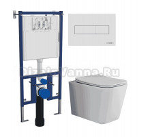 Комплект Унитаз подвесной Ceramicanova Cubic CN1806 + Инсталляция DIWO 4501 + Кнопка 7320 белая