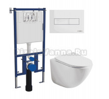 Комплект Унитаз подвесной Ceramicanova Mono CN1905 + Инсталляция DIWO 4501 + Кнопка 7320 белая