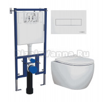 Комплект Унитаз подвесной Ceramicanova Play CN3001 + Инсталляция DIWO 4501 + Кнопка 7320 белая
