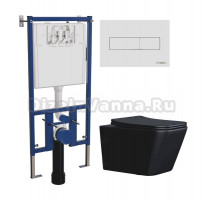 Комплект Унитаз подвесной Ceramicanova Metric CN3007MB + Инсталляция DIWO 4501 + Кнопка 7320 белая