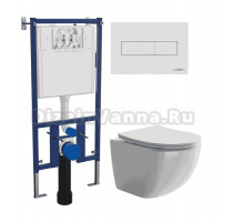 Комплект Унитаз подвесной Ceramicanova Forma CN3009 + Инсталляция DIWO 4501 + Кнопка 7320 белая