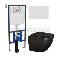 Комплект Унитаз подвесной Ceramicanova Metropol CN4002MB + Инсталляция DIWO 4501 + Кнопка 7320 белая