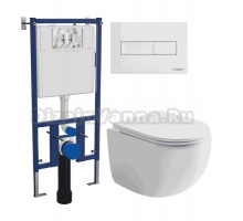 Комплект Унитаз подвесной Ceramicanova UP Rimless CN4007 + Инсталляция DIWO 4501 + Кнопка 7320 белая