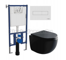Комплект Унитаз подвесной Ceramicanova UP Rimless CN4007MB + Инсталляция DIWO 4501 + Кнопка 7320 белая