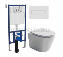 Комплект Унитаз подвесной Ceramicanova Balearica Rimless CN6000 + Инсталляция DIWO 4501 + Кнопка 7320 белая