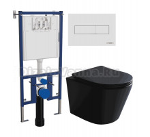 Комплект Унитаз подвесной Ceramicanova Balearica Rimless CN6000MB + Инсталляция DIWO 4501 + Кнопка 7320 белая