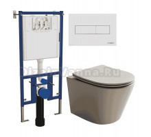 Комплект Унитаз подвесной Ceramicanova Balearica Rimless CN6000MC + Инсталляция DIWO 4501 + Кнопка 7320 белая