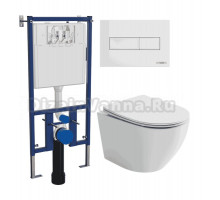 Комплект Унитаз подвесной Ceramicanova Uno Rimless CN11001 + Инсталляция DIWO 4501 + Кнопка 7320 белая