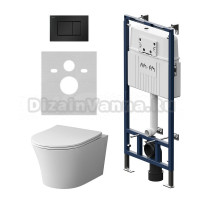 Комплект Унитаз подвесной Damixa Skyline DX35C1700SC безободковый, с микролифтом + Инсталляция AM.PM MasterFit I012710.0238 с кнопкой ProC S черный матовый