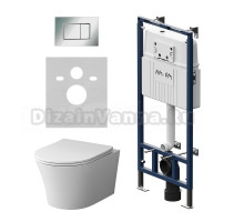 Комплект Унитаз подвесной Damixa Skyline DX35C1700SC безободковый, с микролифтом + Инсталляция AM.PM MasterFit I012710.0251 с кнопкой ProC S хром глянец