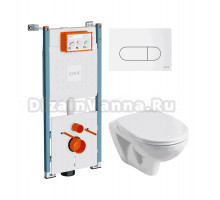 Комплект Унитаз подвесной Santek Бореаль 1WH301977 + Инсталляция VitrA V-Fix Core 732-5800-01PV + Кнопка Root Round 740-2200 белая глянцевая